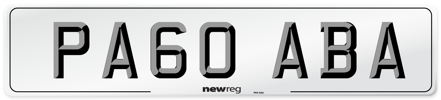 PA60 ABA Number Plate from New Reg